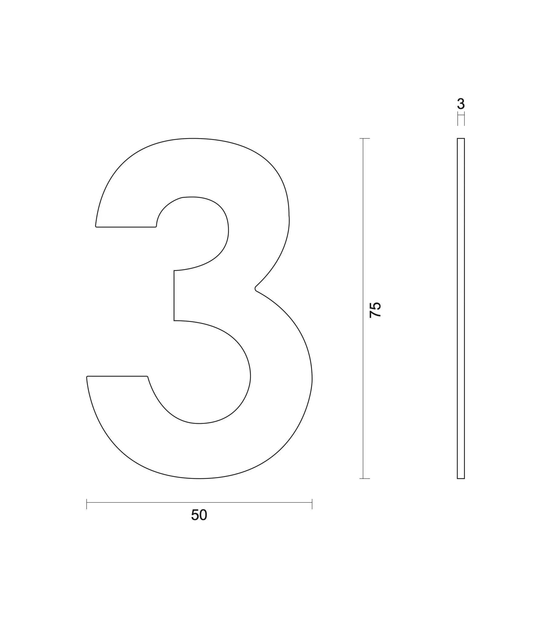 hdd zwart huisnummer plat 3 zelfklevend 75mm zwart
