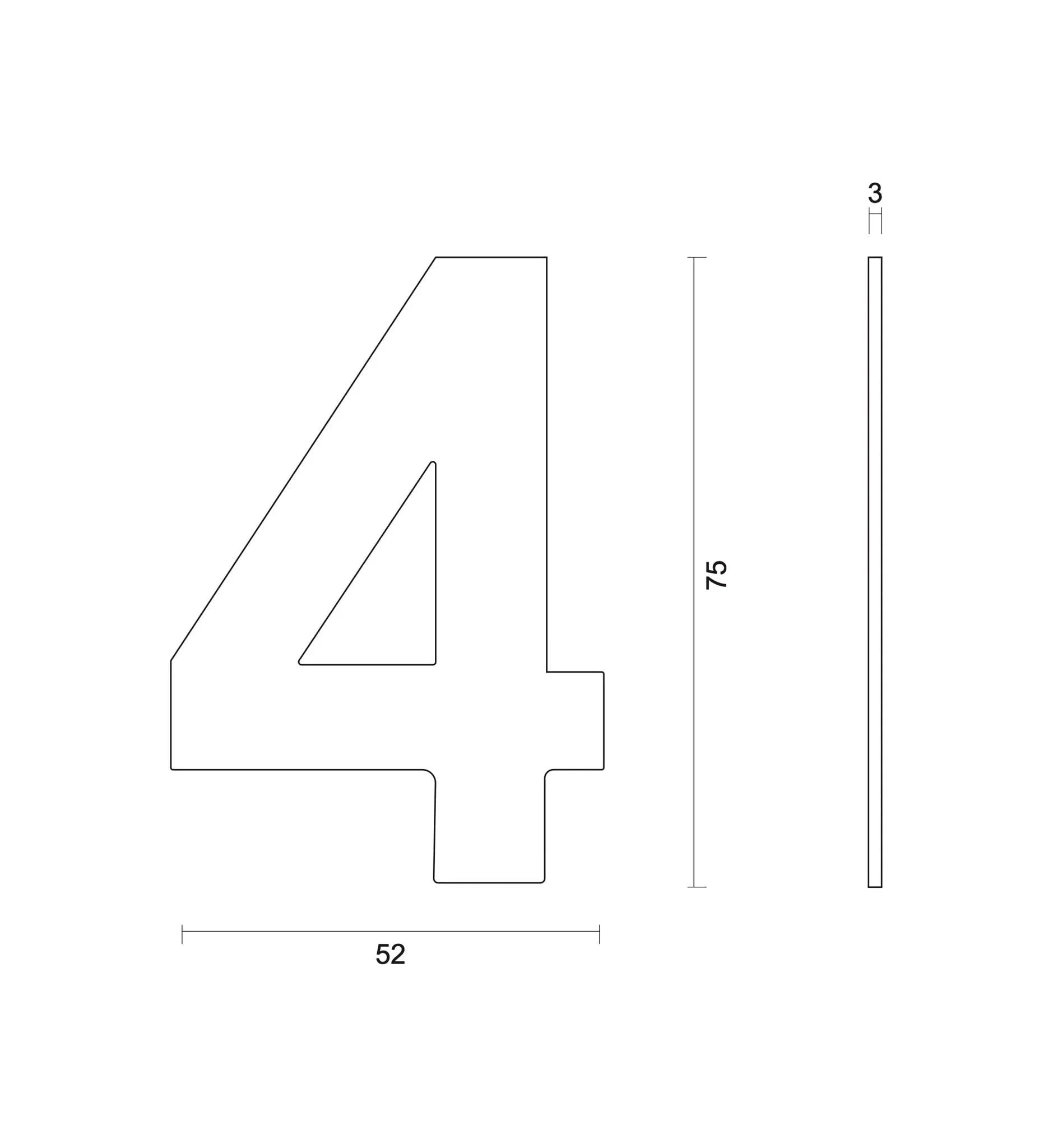 hdd zwart huisnummer plat 4 zelfklevend 75mm zwart