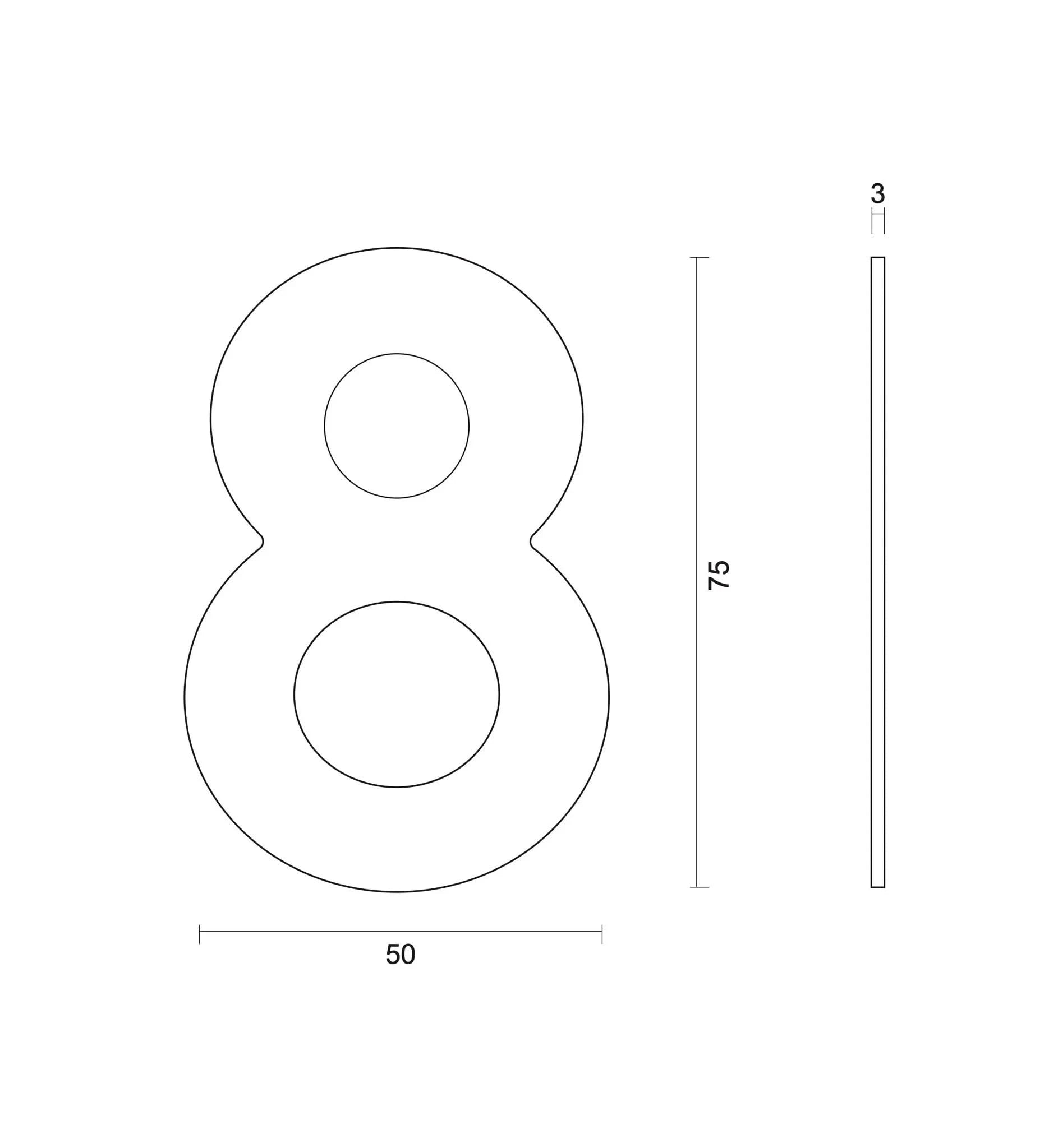hdd zwart huisnummer plat 8 zelfklevend 75mm zwart