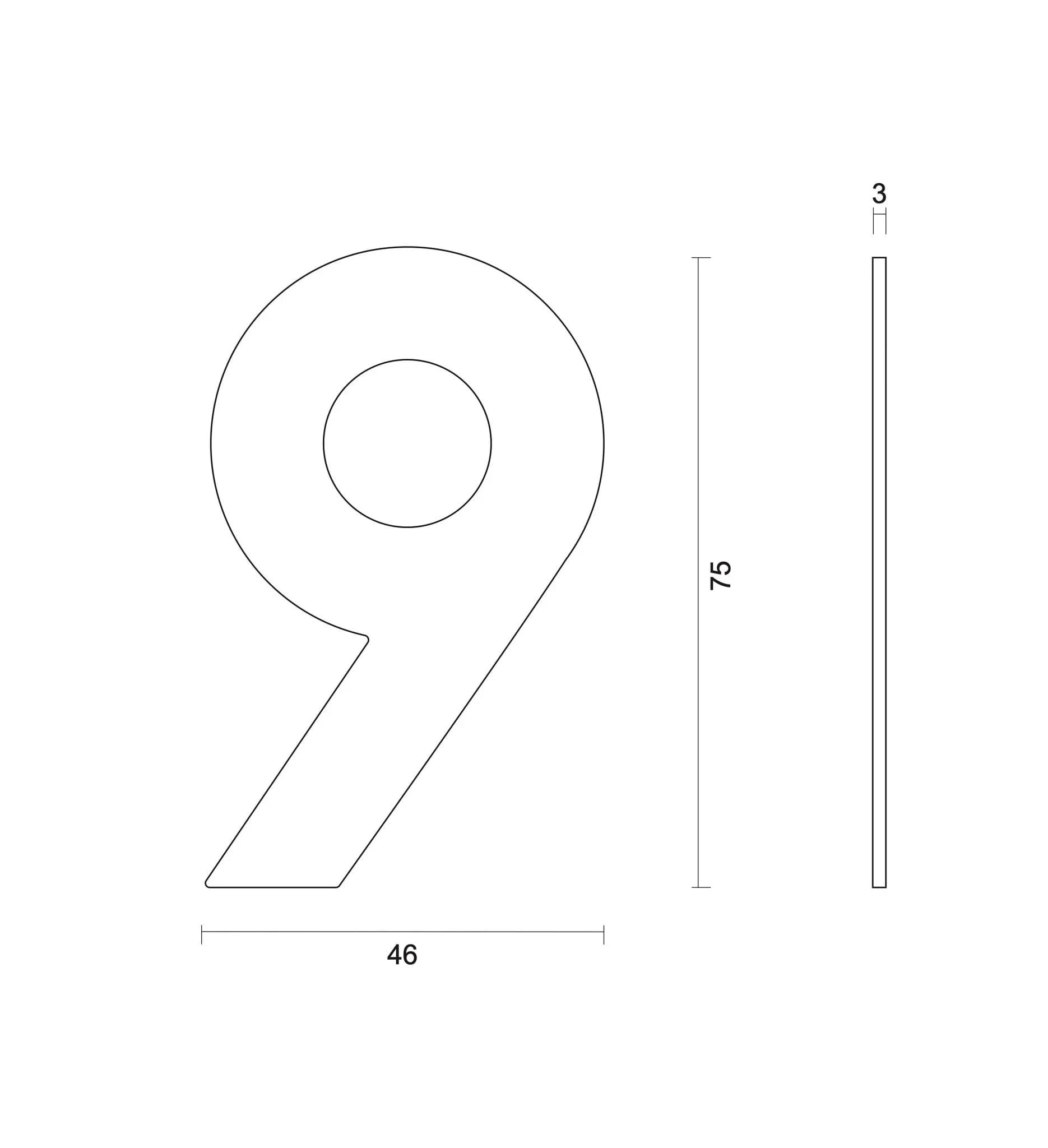 hdd zwart huisnummer plat 9 zelfklevend 75mm zwart