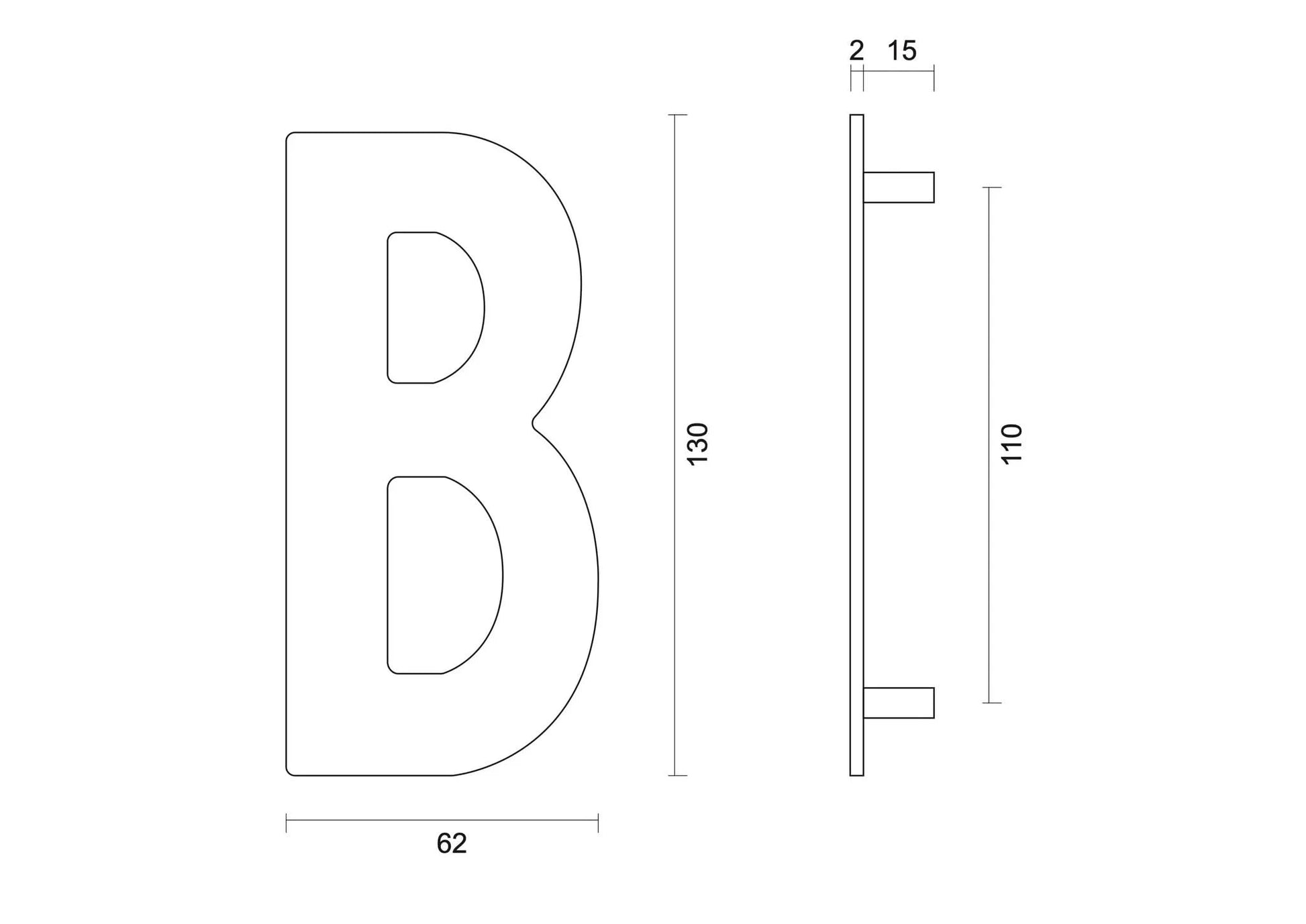 HDD Pro Huisletter Plat B Zwart Structuur UV