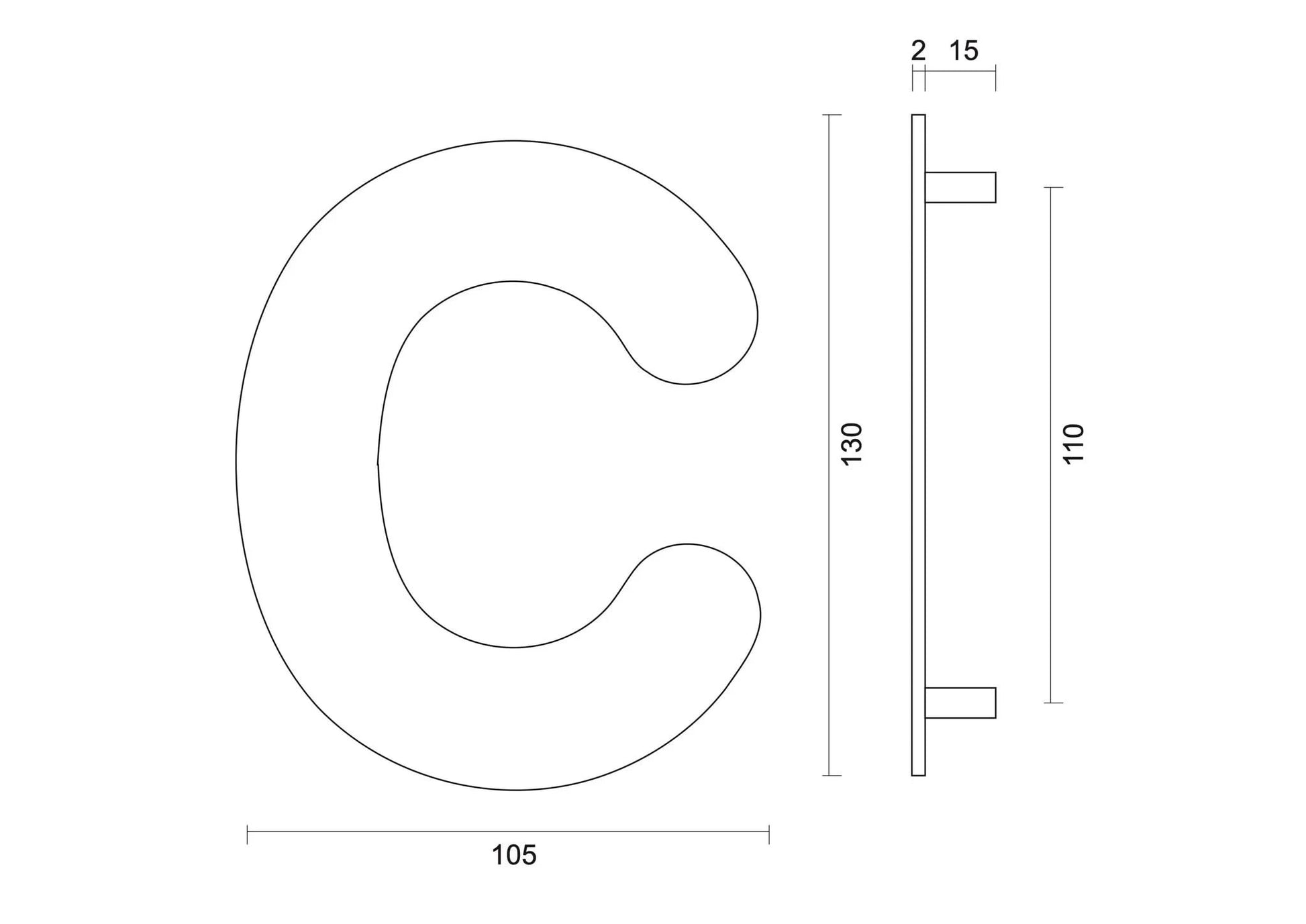 HDD Pro Huisletter Plat C Zwart Structuur UV - Deurbeslag-expert