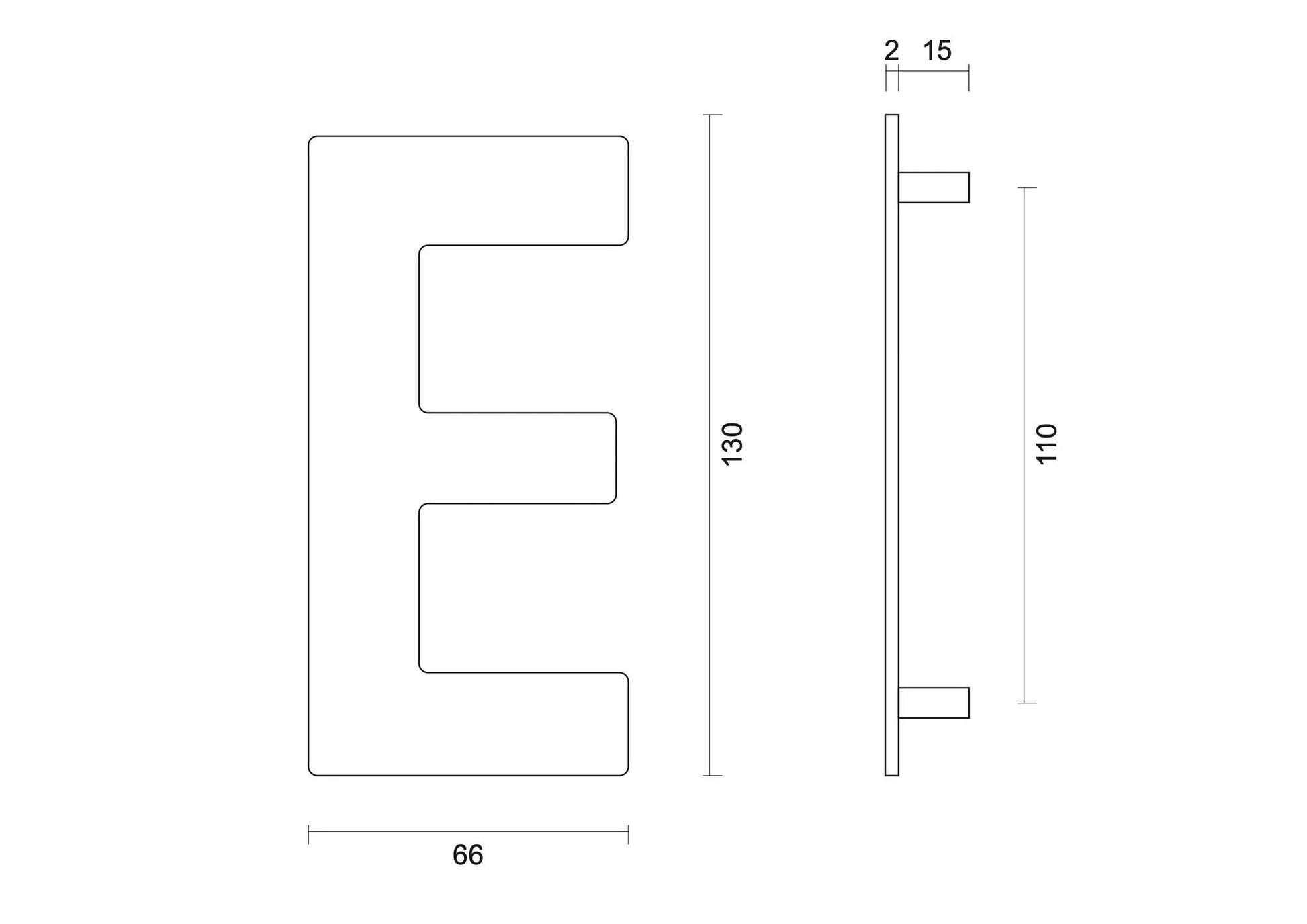 HDD Pro Huisletter Plat E Zwart Structuur UV - Deurbeslag-expert