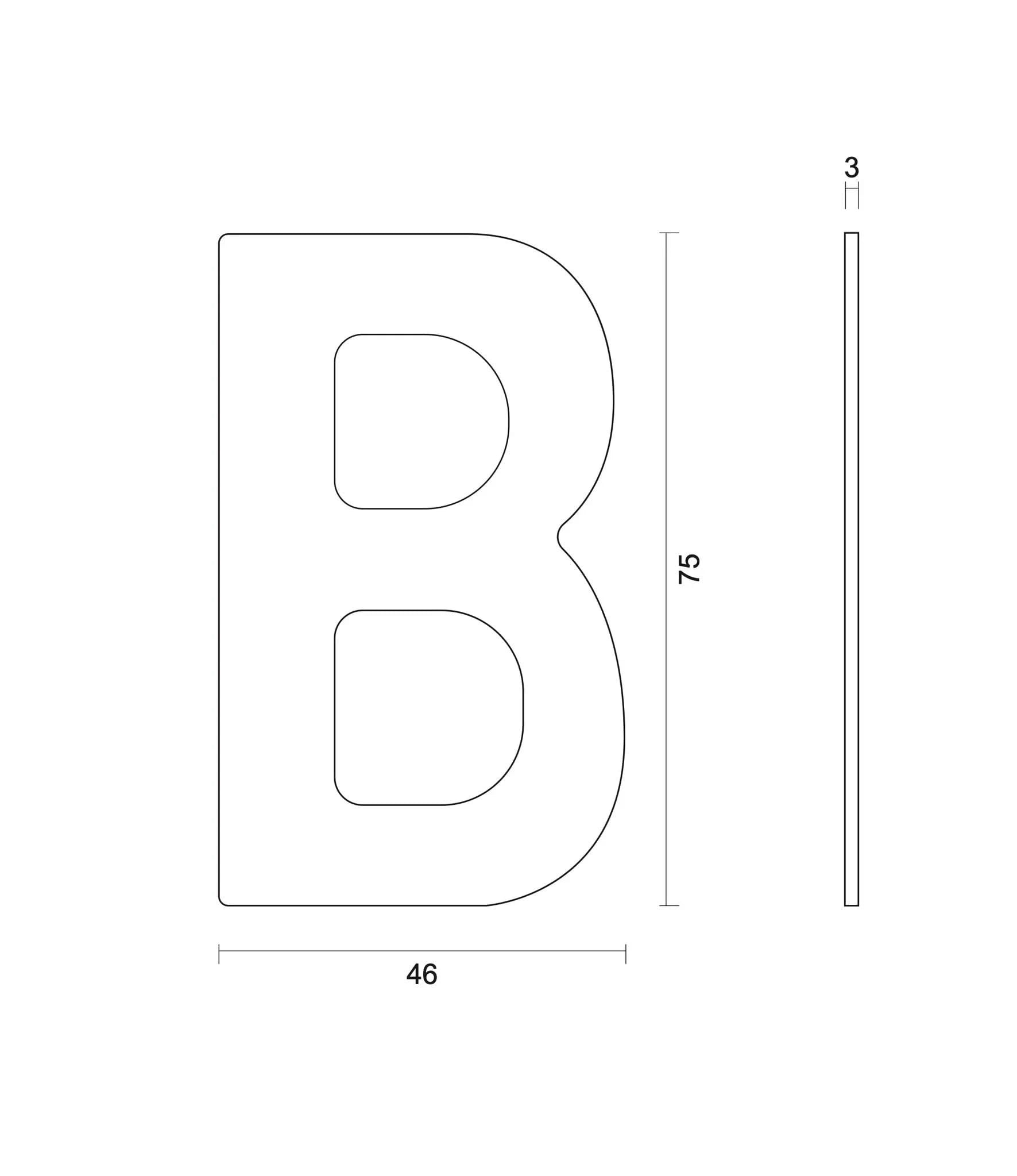 HDD Pro Huisletter Plat Klein Zelfklevend B Zwart Structuur UV - Deurbeslag-expert