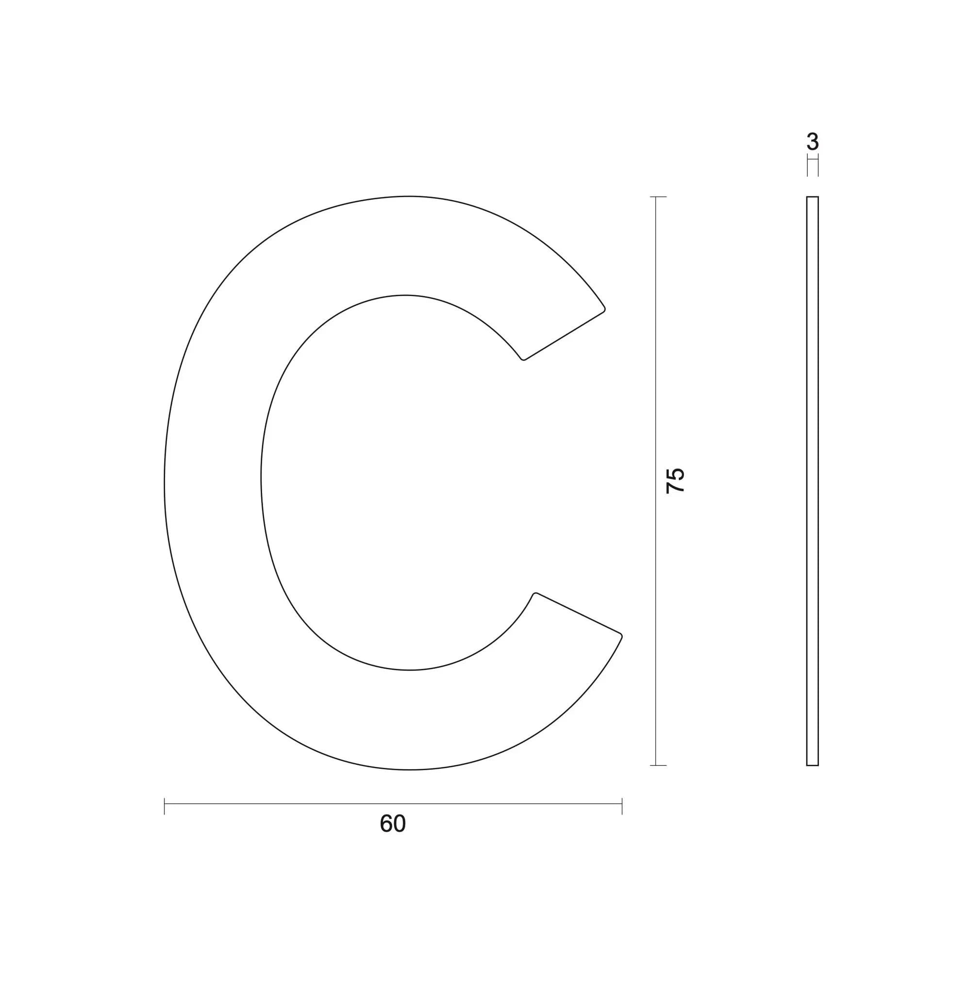 HDD Pro Huisletter Plat Klein Zelfklevend C Zwart Structuur UV - Deurbeslag-expert