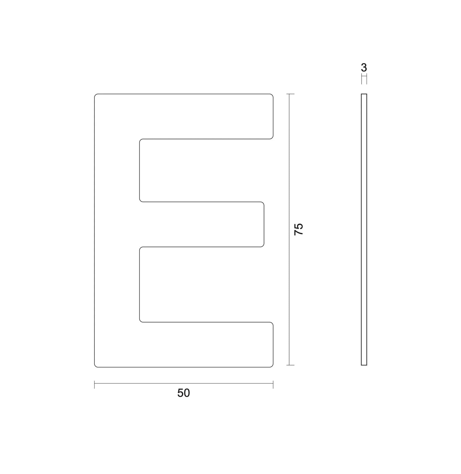 HDD Pro Huisletter Plat Klein Zelfklevend E Zwart Structuur UV - Deurbeslag-expert