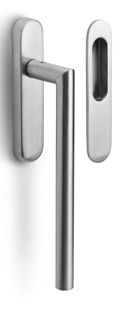 Formani | LB230 | BASICS | Massief | Hefschuifdeurbeslag kruk/kom | Mat RVS