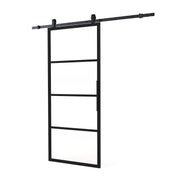 Intersteel DIY-schuifdeur Cubo zwart incl. transparant glas 2350x980x28mm + zwart ophangsysteem Basic Top