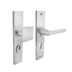 Intersteel | Veiligheidsbeslag met kerntrekbeveiliging SKG3 profielcilinder | Rechthoekig | Voordeurbeslag | Aluminium F1 - Deurbeslag-expert