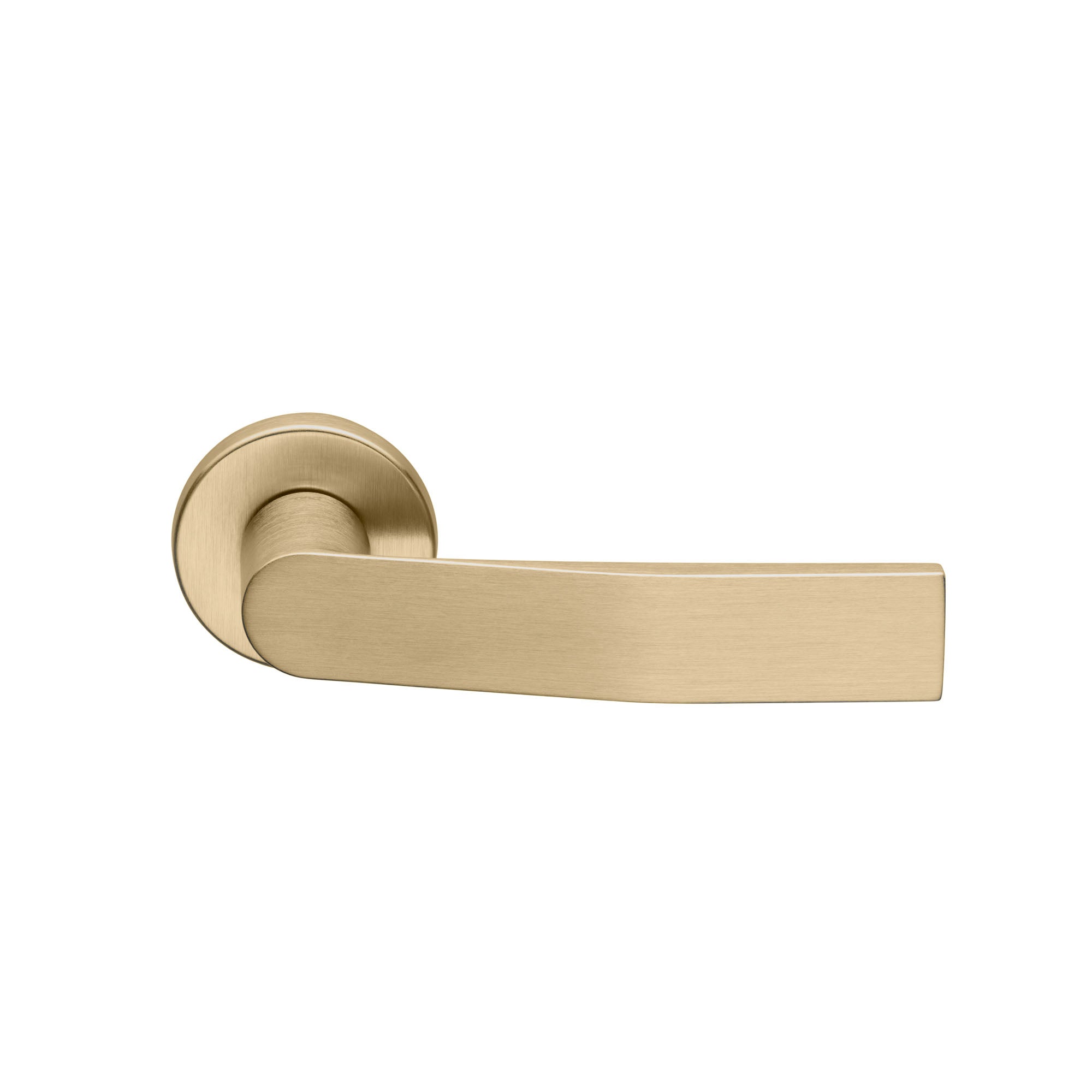 DND deurkruk Kind Of in Satin Gold op ronde rozet – vooraanzicht