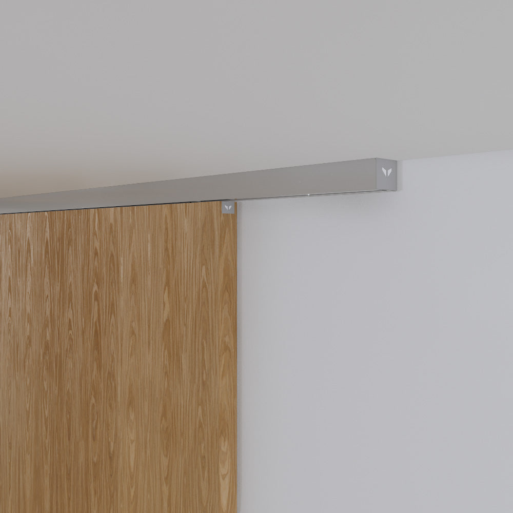 Argenta Xperta schuifdeursysteem aluminium grijs geanodiseerd (F1) – loopprofiel met rolwagen, detail