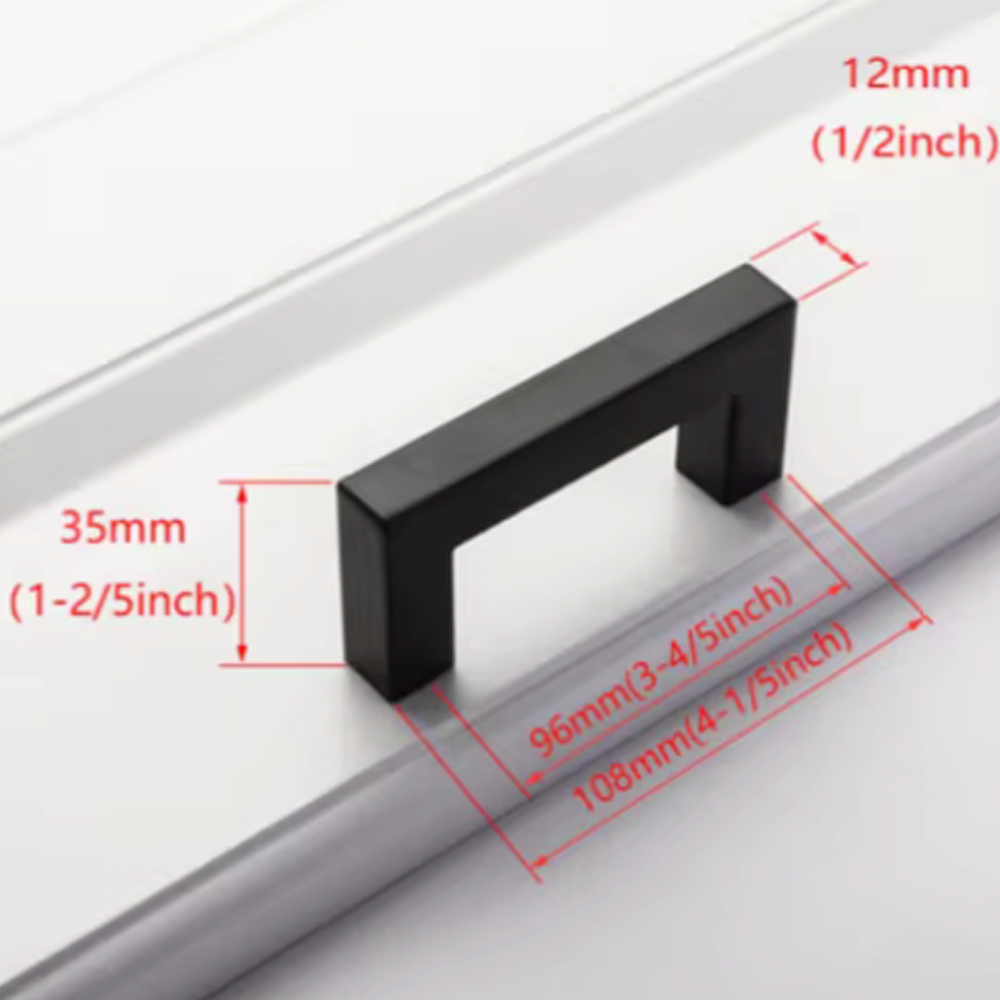 Moderne Zwarte Kast Handvat Vierkante Meubelen Hardware Roestvrij Staal Eenvoudige Keuken Deurknoppen Kast Garderobekast Lade Trekt