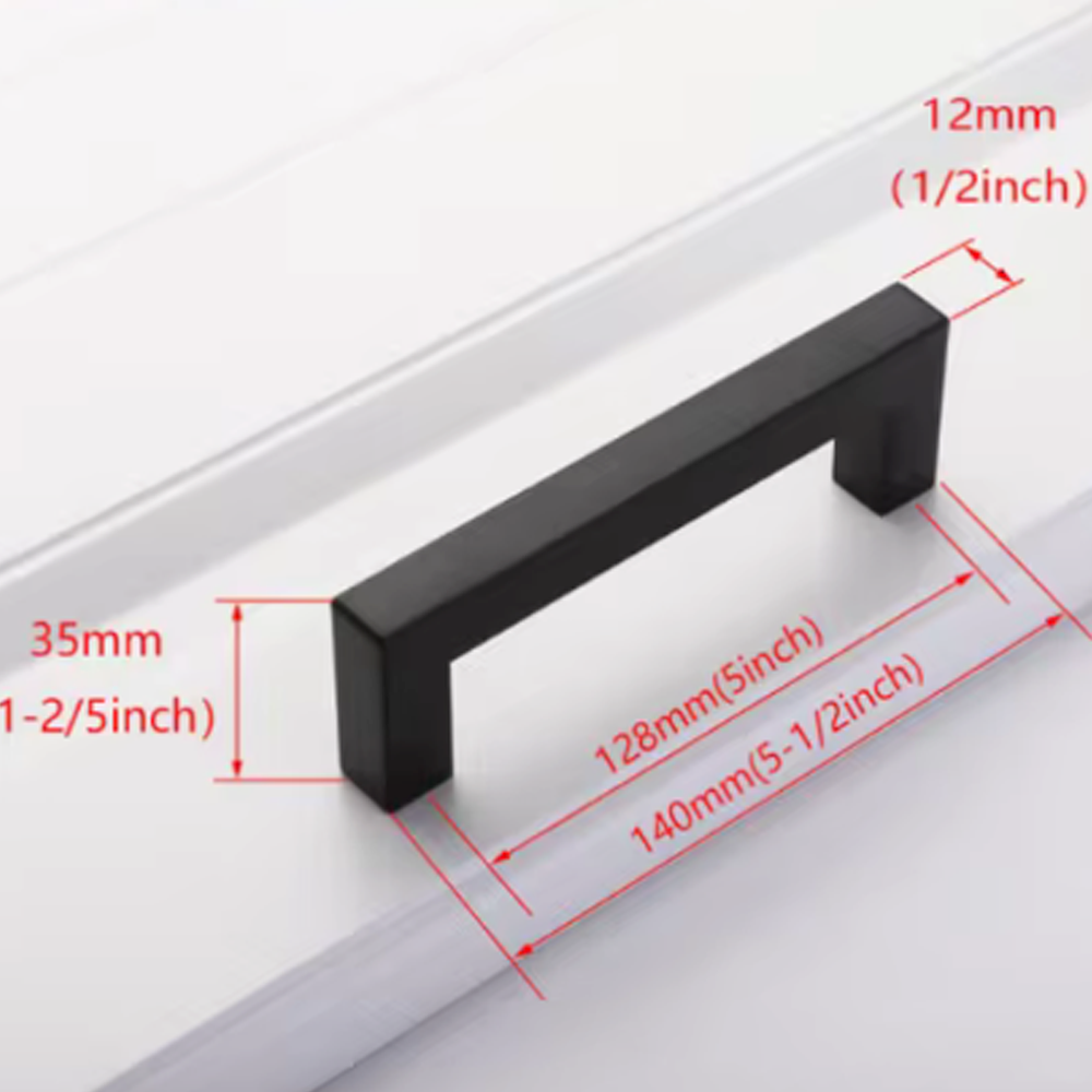 Moderne Meubelgreep Vierkant 12 x 35 x 128 mm Mat Zwart - Deurbeslag-expert