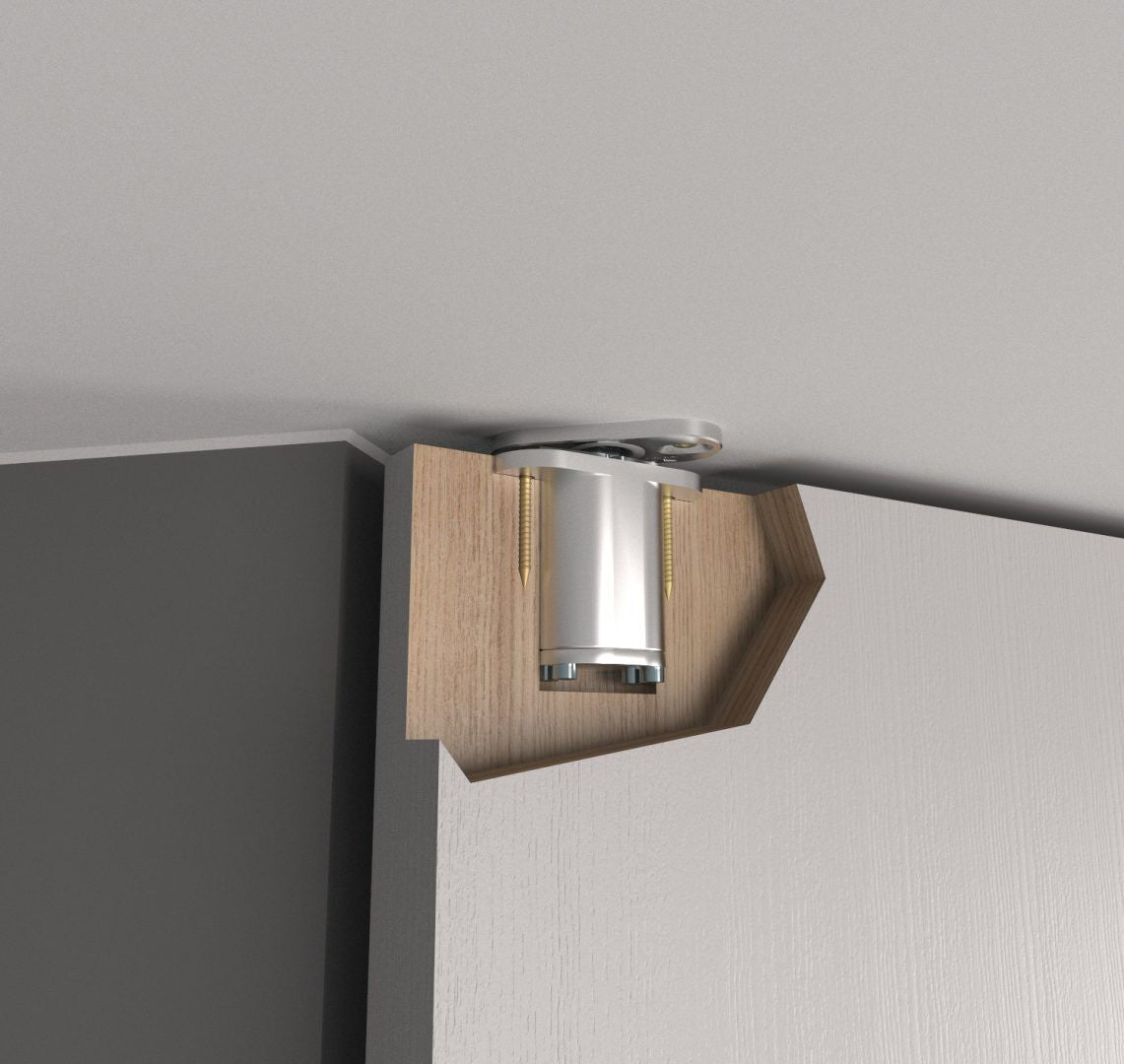 Argenta Pivotica Pro 150 taatsdeurscharnier mat chroom, hoekaanzicht