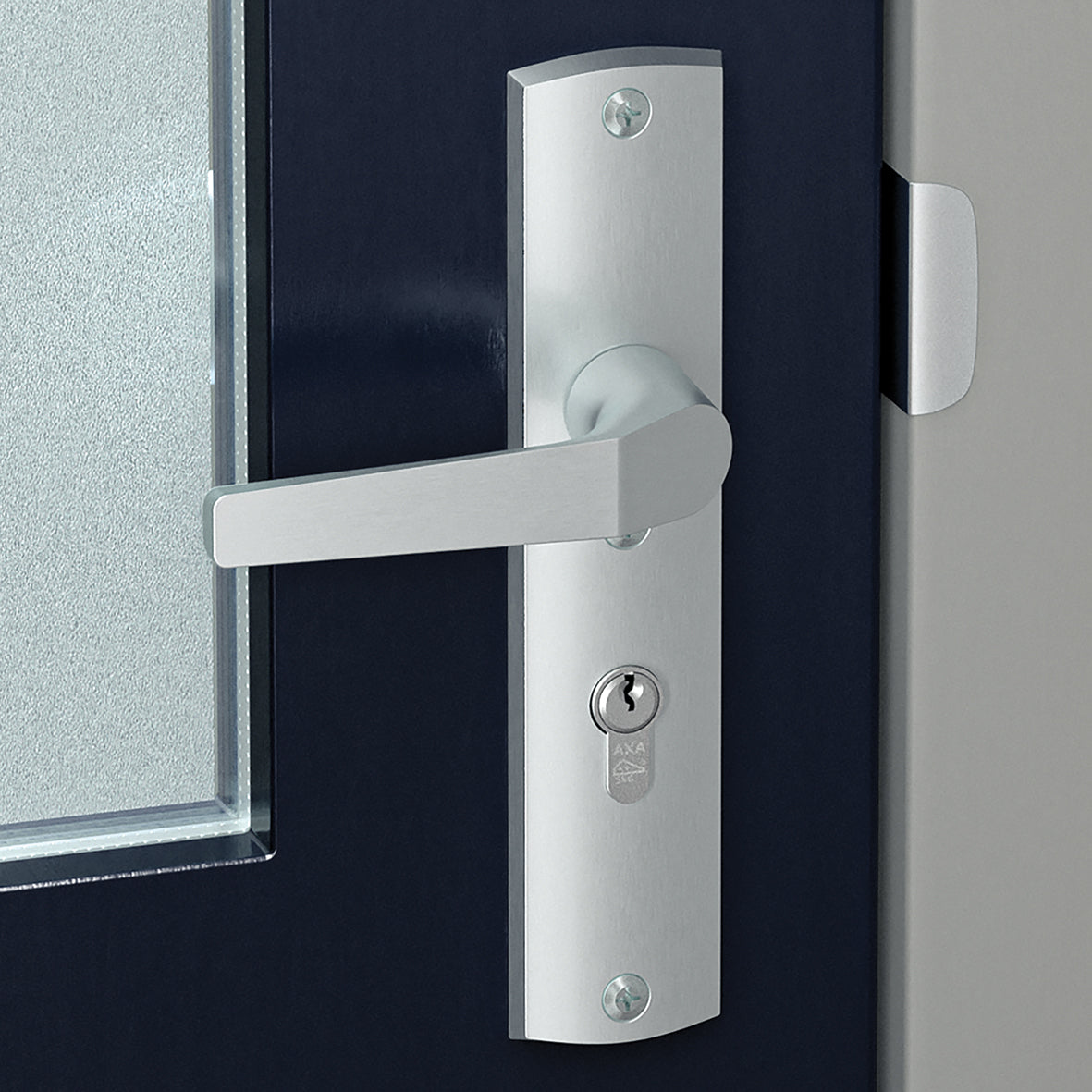 AXA | Veiligheidsbeslag Premium kruk Wing+Arrow PC72 anti-kerntrek | Aluminium naturel