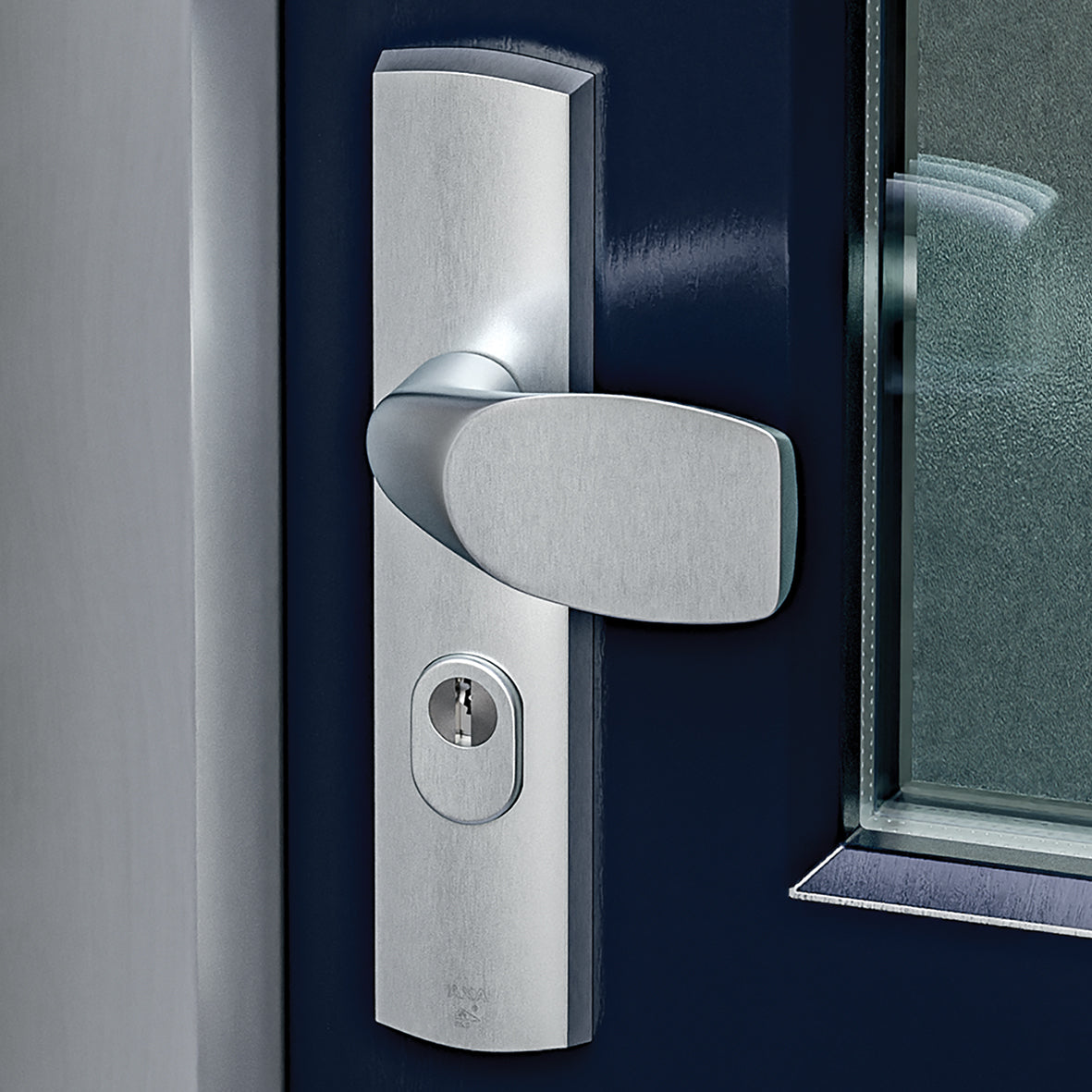 AXA | Veiligheidsbeslag Premium kruk Wing+Flow PC92 anti-kerntrek | Aluminium naturel
