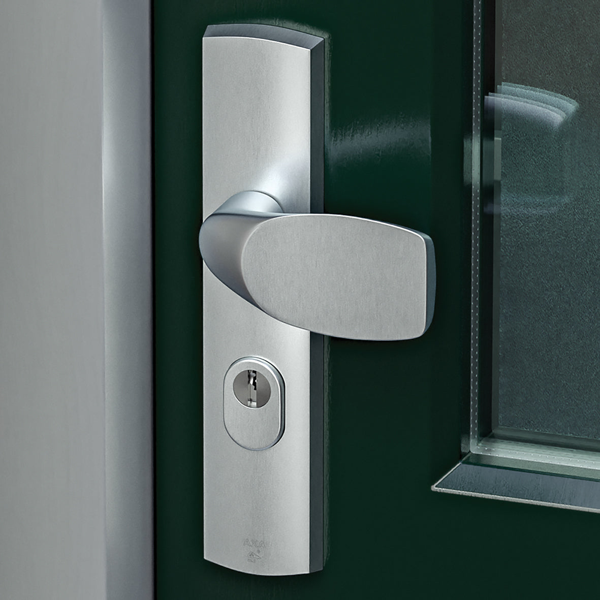 AXA | Veiligheidsbeslag Curve Plus kruk Wing+Blok PC72 anti-kerntrek | Aluminium naturel