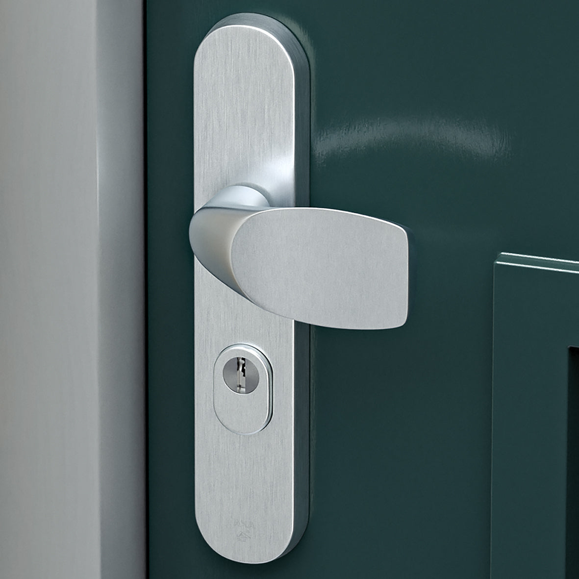 AXA | Veiligheidsbeslag Oval Plus Wing-knop+kruk U PC55 anti-kerntrek | Aluminium naturel