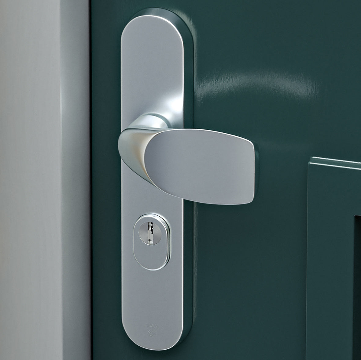 AXA | Veiligheidsbeslag Oval Plus Wing-knop+kruk U PC72 anti-kerntrek | Aluminium naturel F1
