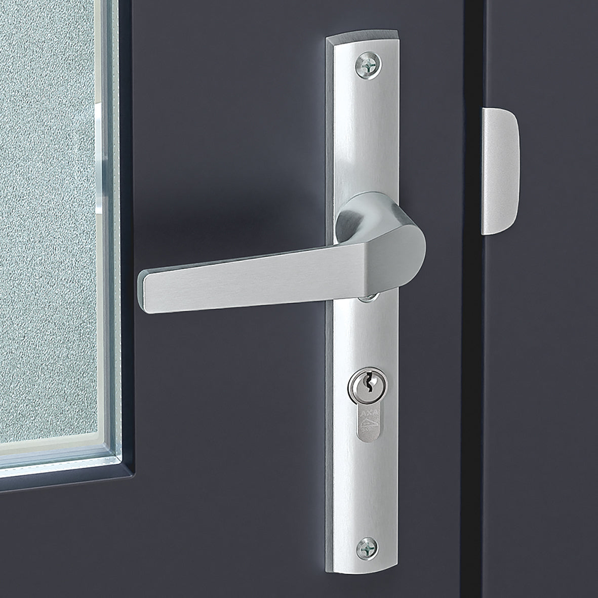 AXA | Veiligheidsbeslag Premium smal kruk Wing+Arrow PC92 anti-kerntrek | Aluminium naturel