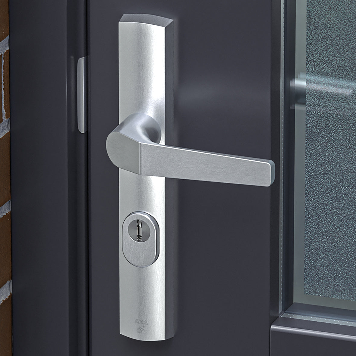 AXA | Veiligheidsbeslag Premium smal kruk Arrow PC55 anti-kerntrek | Aluminium naturel
