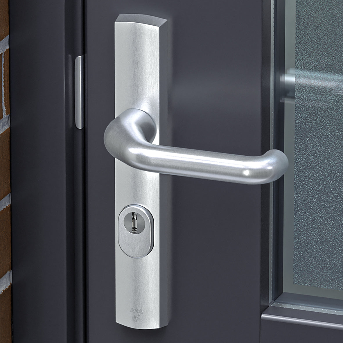 AXA | Veiligheidsbeslag Premium smal kruk Flow PC72 anti-kerntrek | Aluminium naturel