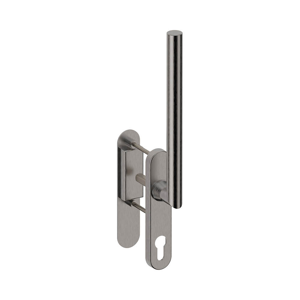 Hardbrass hefschuifdeurgreep Toledo B enkel PC69 in Inox – vooraanzicht