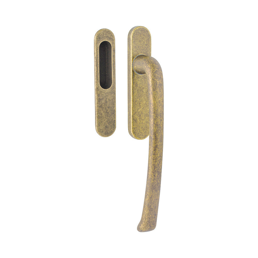 Hardbrass hefschuifdeurgreep Priamo dubbel PC69 messing getrommeld vooraanzicht