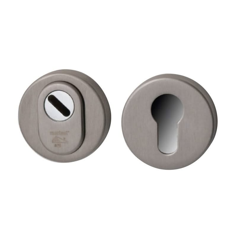 Hardbrass Roestvrijstalen Voordeurset Aluminium Rond met Briefplaat en Tochtwering Rechts SKG3 - Deurbeslag-expert