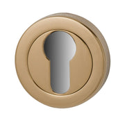 Hard Brass cilinderrozet Nika ongelakt messing – vooraanzicht