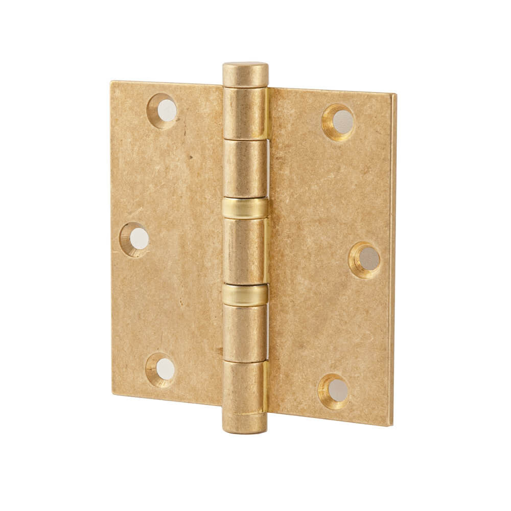 Hard Brass kogelscharnier 89x89 getrommeld messing – vooraanzicht