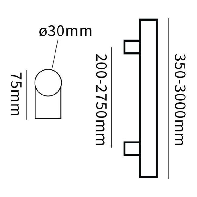 Hard Brass | Handgreep Inox T 30x1100x1250 - Deurbeslag-expert