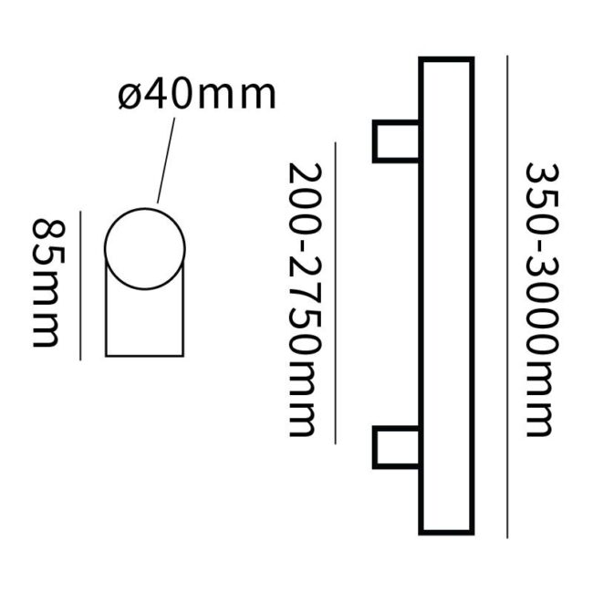 Hard Brass | Handgreep Inox T 40x1400x1570 - Deurbeslag-expert