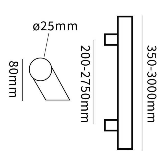 Hard Brass | HANDGREEP INOX T-MODEL SCHUIN 25x1100x1250 - Deurbeslag-expert