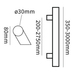 Hard Brass | Handgreep Inox T-model Schuin 30x1800x1950 - Deurbeslag-expert