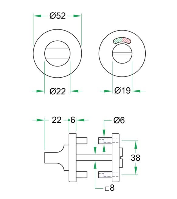 Artitec WC-sluiting Permafix Ø52x6mm voor deurdikte 47-60mm PVD Antraciet - Deurbeslag-expert