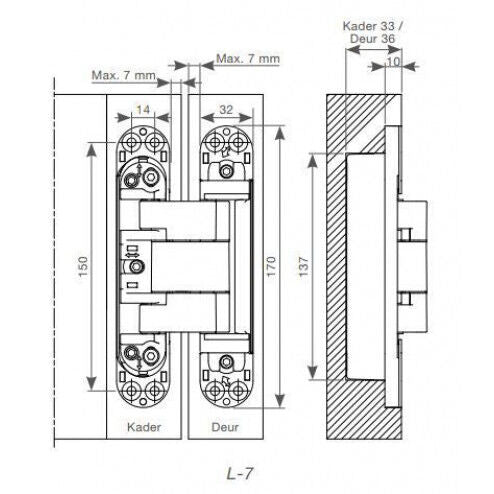 Argenta Invisible NEO-L7 Onzichtbaar 3D-scharnier Donker brons - foto 2