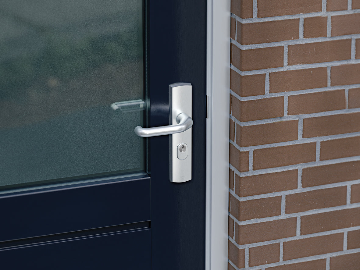 AXA | Veiligheidsbeslag Premium kruk Flow PC55 anti-kerntrek | Aluminium naturel