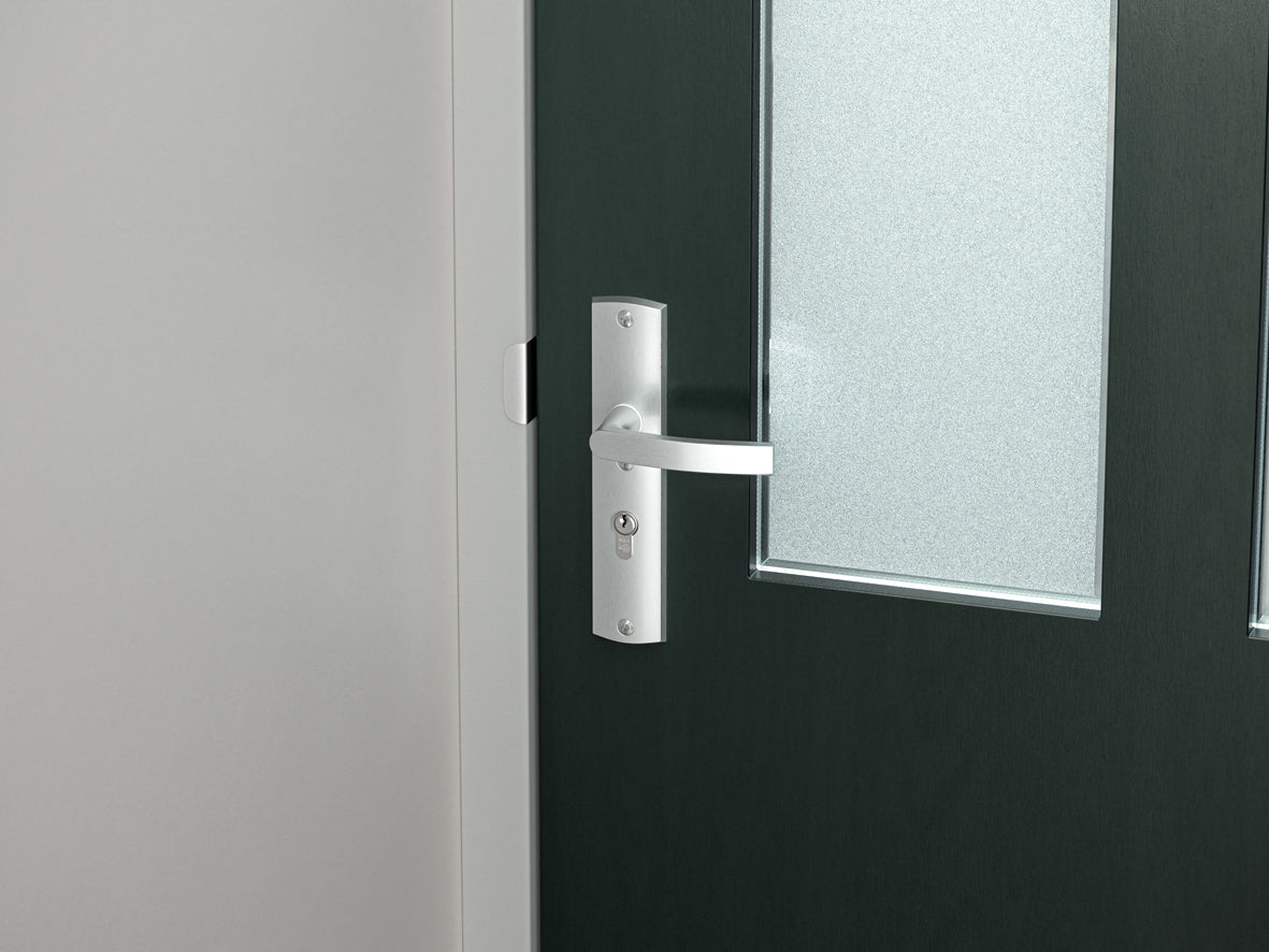 AXA | Veiligheidsbeslag Curve Plus kruk Wing+Blok PC72 anti-kerntrek | Aluminium naturel