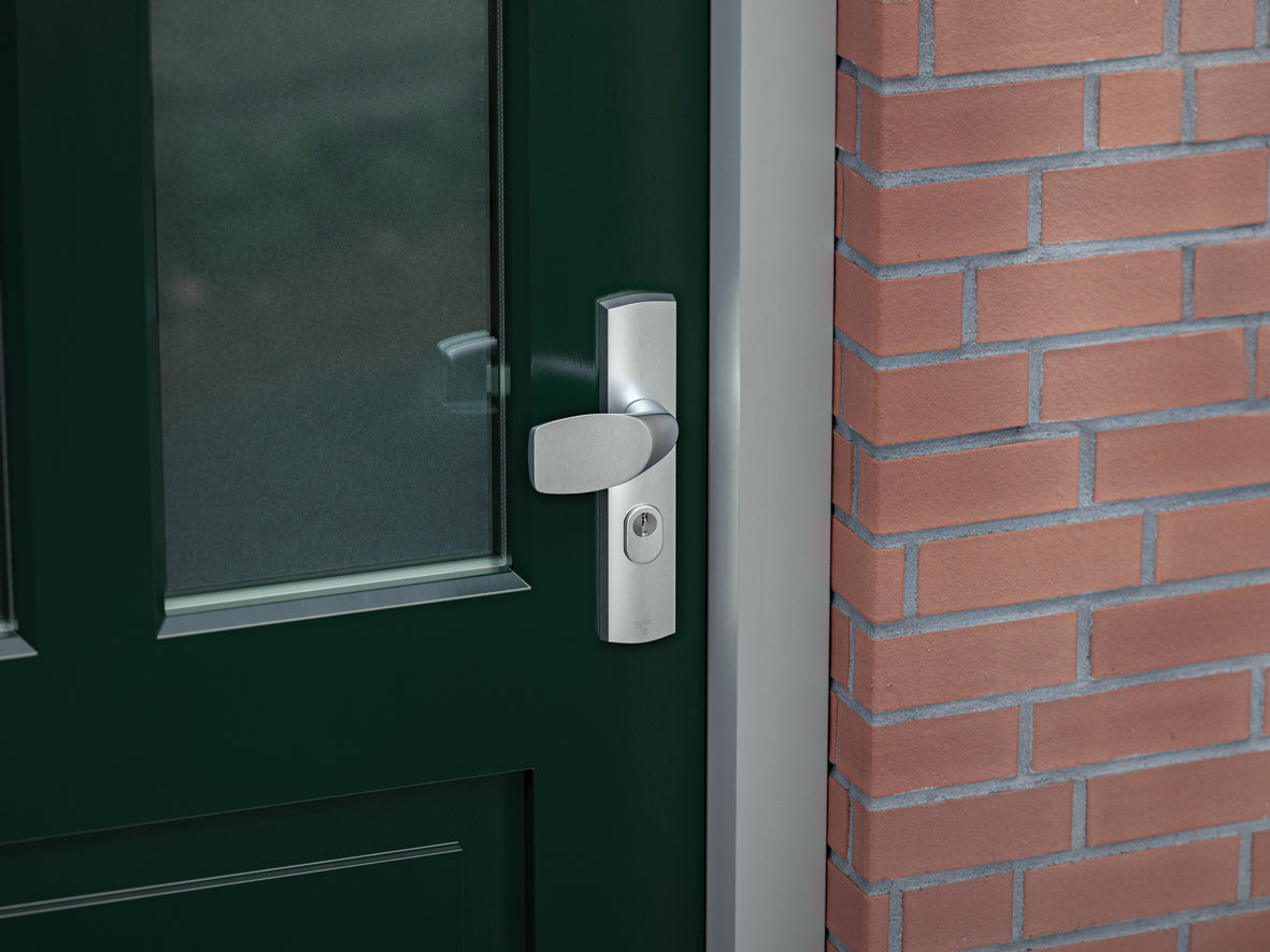AXA | Veiligheidsbeslag Curve Plus kruk Wing+Blok PC55 anti-kerntrek | Aluminium naturel