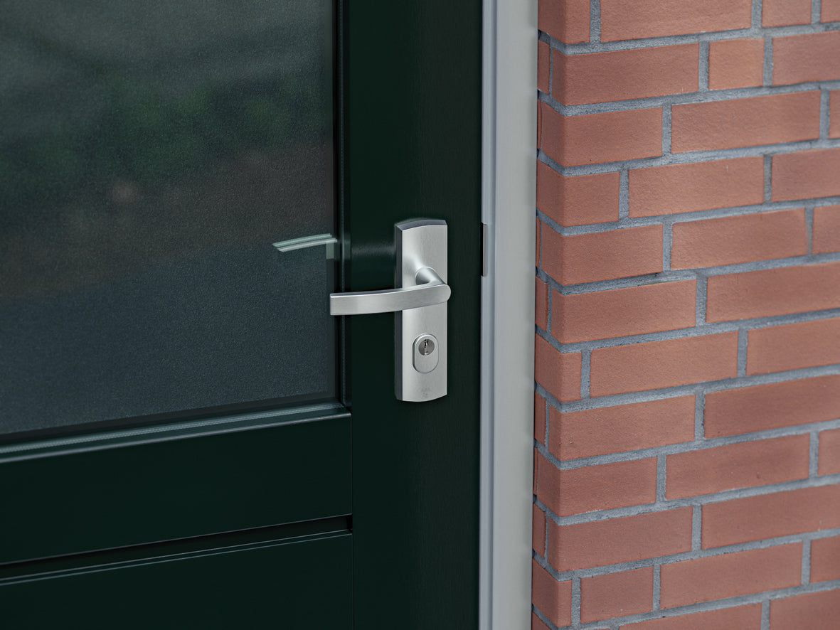 AXA | Veiligheidsbeslag Curve Plus kort kruk Blok PC55 anti-kerntrek | Aluminium naturel