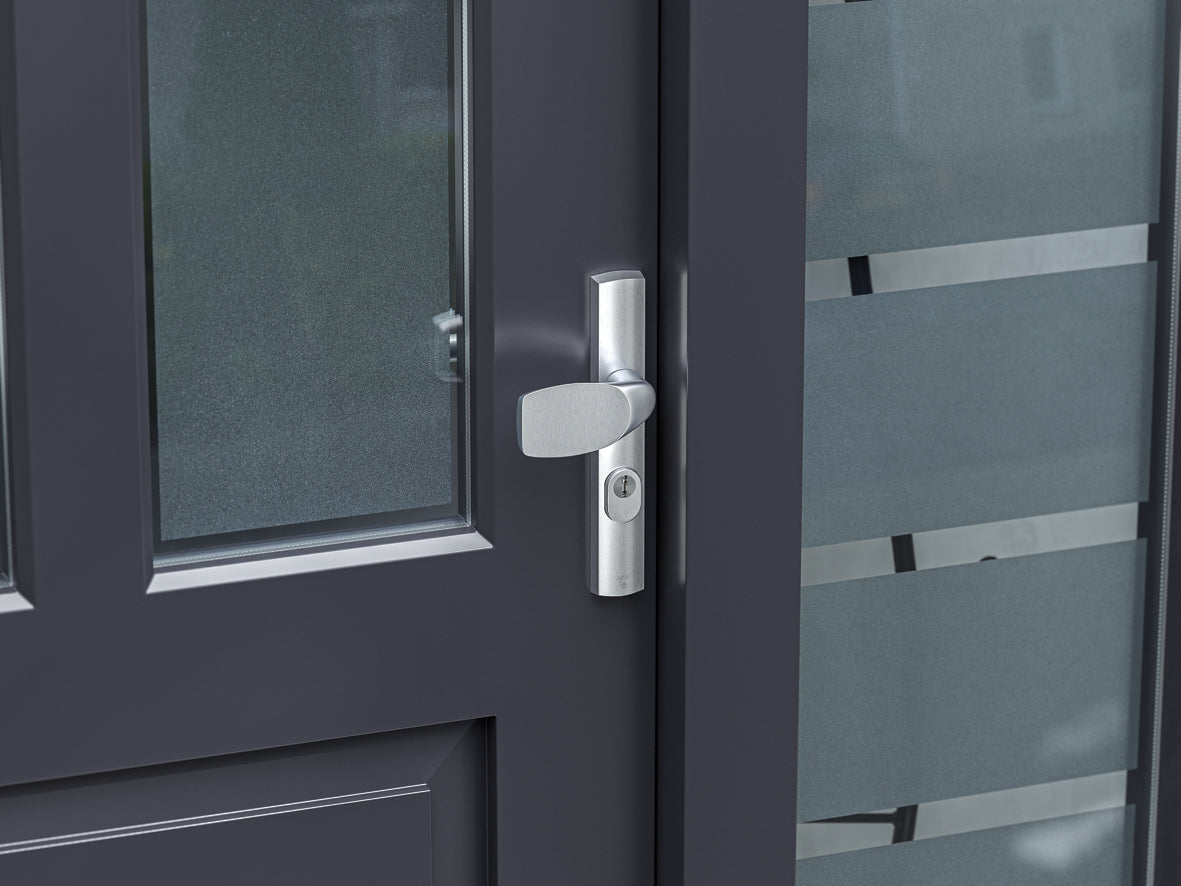 AXA | Veiligheidsbeslag Premium smal kruk Wing+Flow PC72 anti-kerntrek | Aluminium naturel