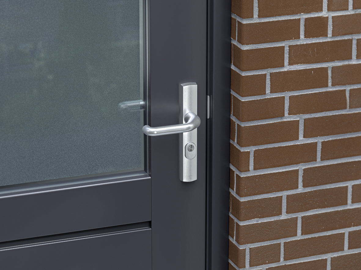 AXA | Veiligheidsbeslag Premium smal kruk Flow PC55 anti-kerntrek | Aluminium naturel