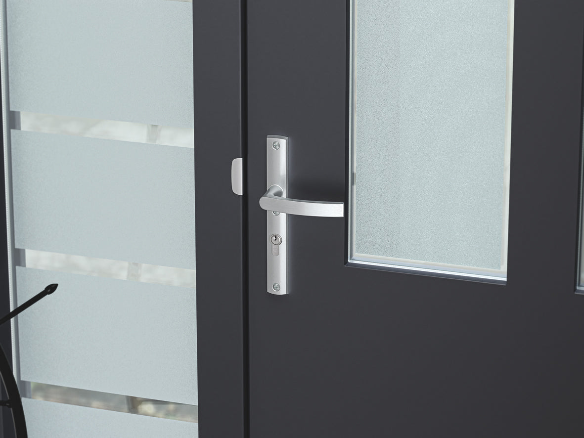 AXA | Veiligheidsbeslag Curve Plus smal kruk Wing+Blok PC55 anti-kerntrek | Aluminium naturel
