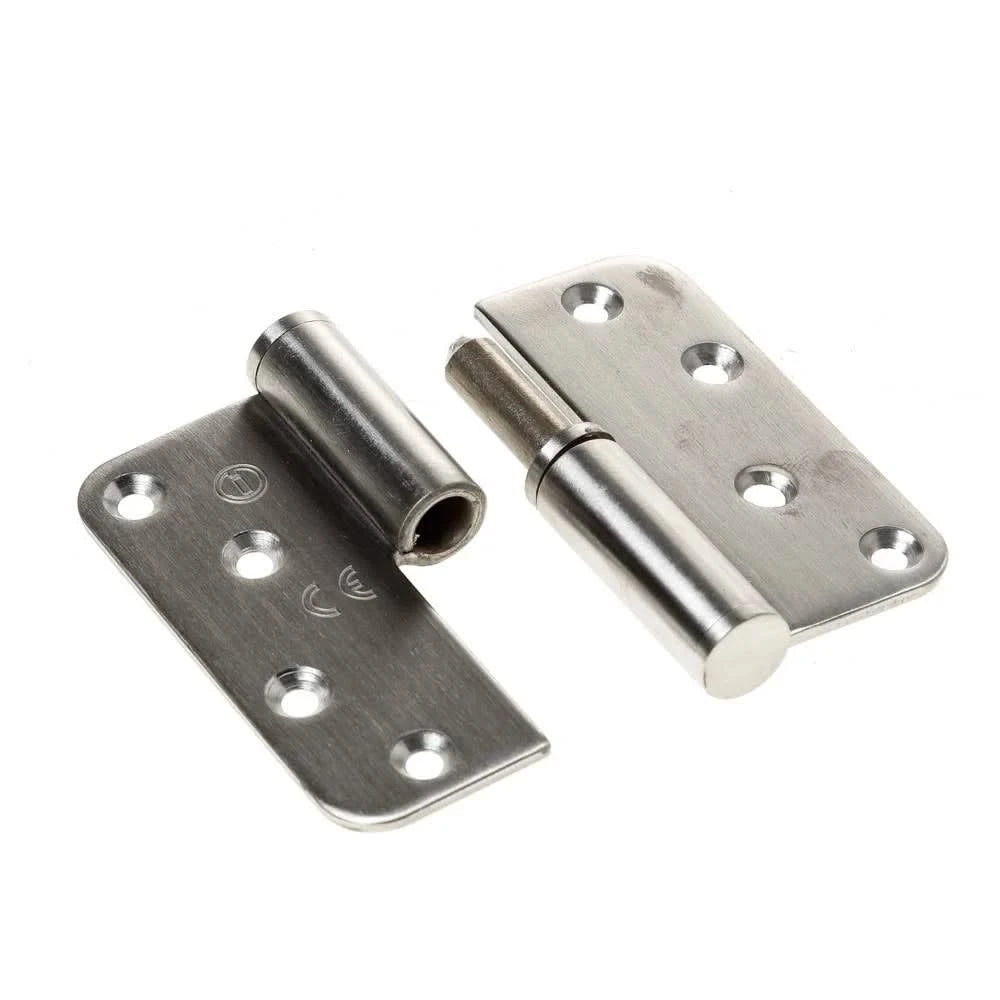 Kogelstift paumelle DIN links 89 x 89 mm met ronde hoek RVS geborsteld - Deurbeslag-expert