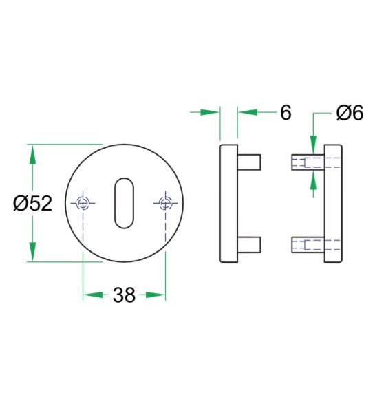 Artitec sleutelplaatjes ø52x6mm Permafix RVS mat - Deurbeslag-expert