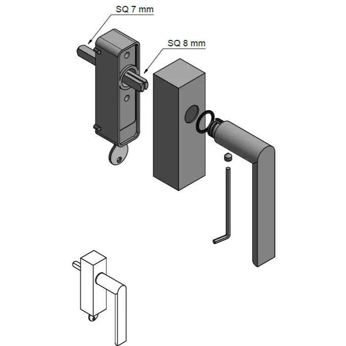 Formani PBA100-DKLOCK draaikiepgarnituur afsluitbaar PVD mat zwart linksdraaiend