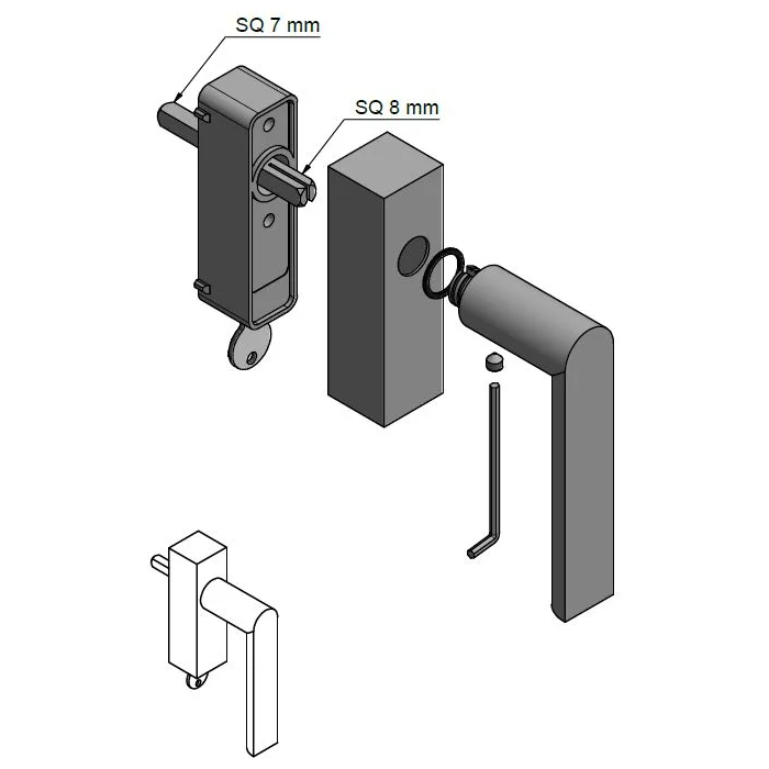 Formani PBA101-DKLOCK draaikiepgarnituur afsluitbaar PVD mat zwart rechtdraaiend