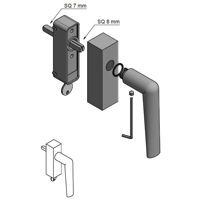 Formani PBI101-DKLOCK draaikiepgarnituur afsluitbaar mat roestvast staal rechtsdraaiend