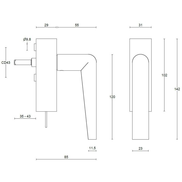 Formani PBI101-DKLOCK draaikiepgarnituur afsluitbaar PVD mat zwart linksdraaiend